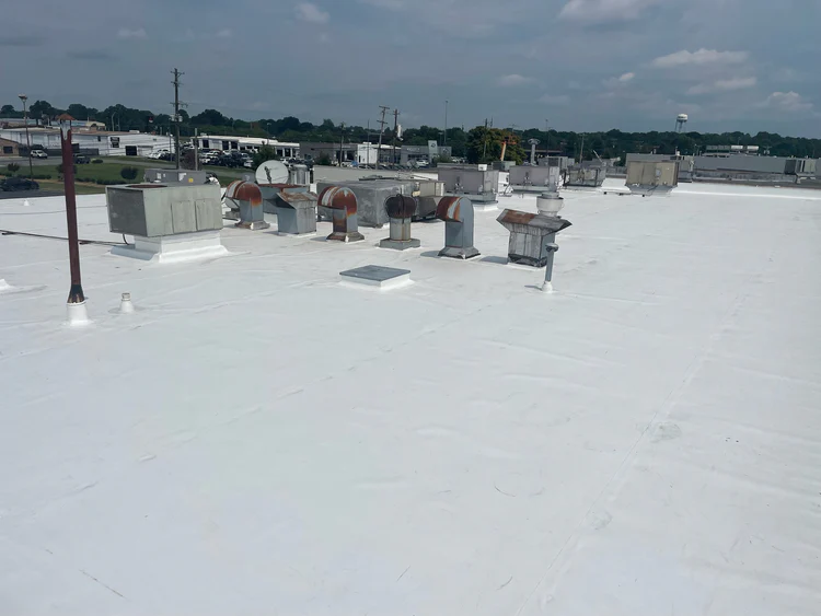 Commercial flat roof installation.